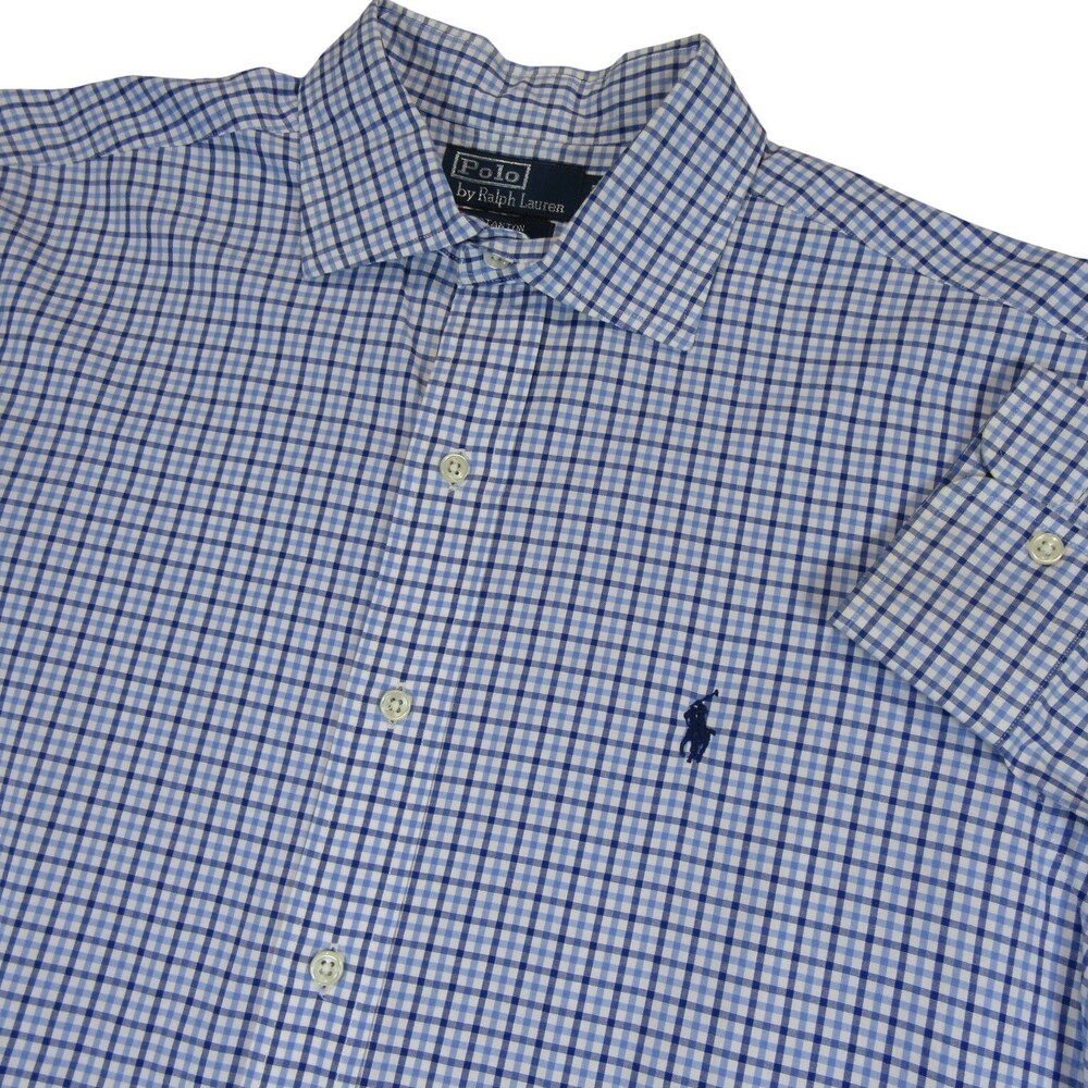 Polo Ralph Lauren Mens Button Down Shirt Stanton L Classic Fit Blue Check